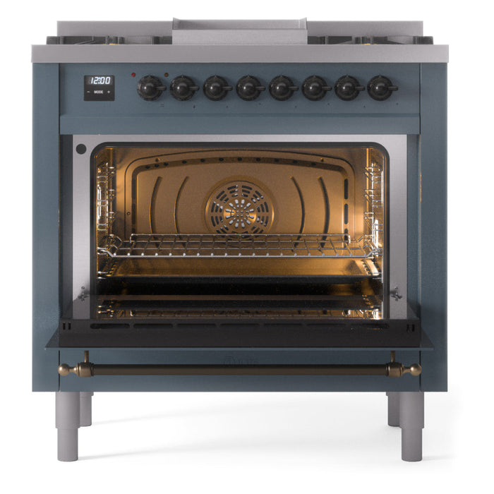 ILVE 36" Nostalgie II Dual Fuel Range with 6 Burners + Fry Top - UP36FNMP