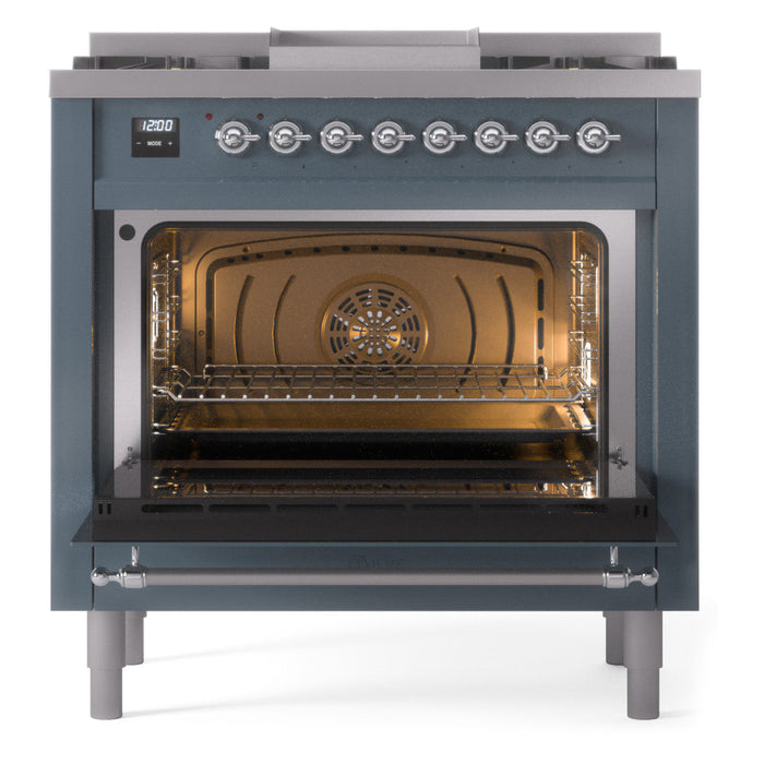 ILVE 36" Nostalgie II Dual Fuel Range with 6 Burners + Fry Top - UP36FNMP