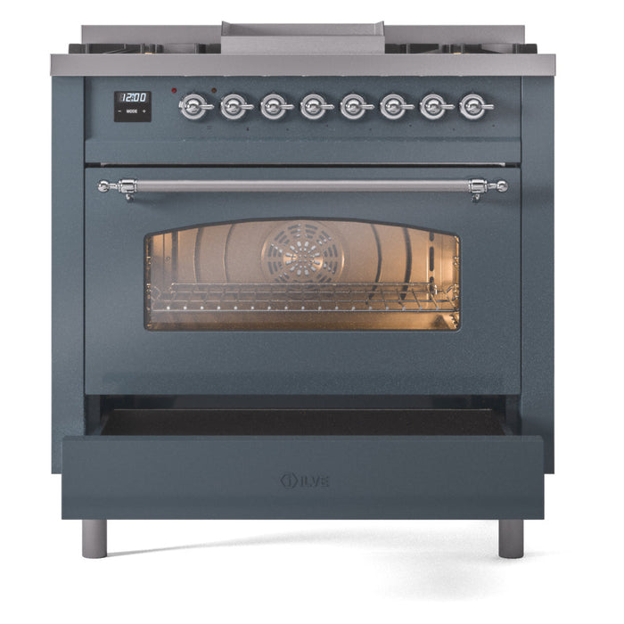 ILVE 36" Nostalgie II Dual Fuel Range with 6 Burners + Fry Top - UP36FNMP