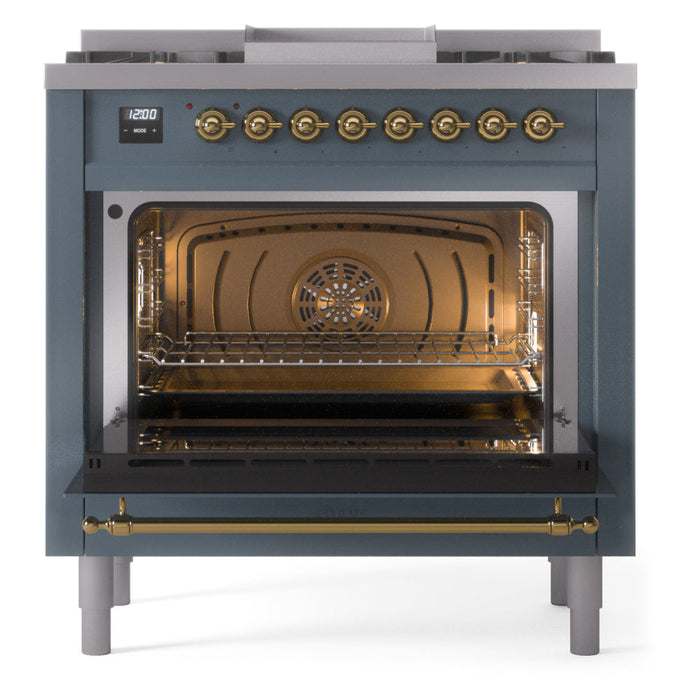 ILVE 36" Nostalgie II Dual Fuel Range with 6 Burners + Fry Top - UP36FNMP