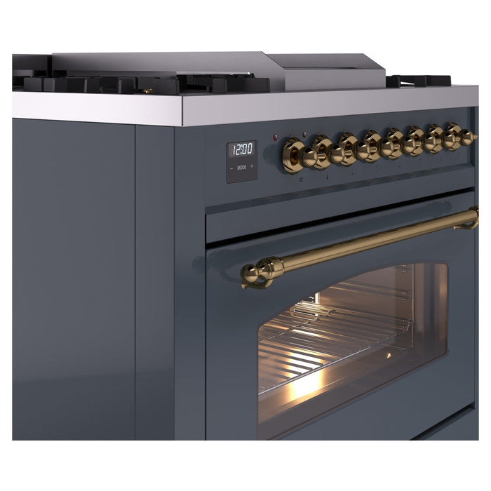 ILVE 36" Nostalgie II Dual Fuel Range with 6 Burners + Fry Top - UP36FNMP