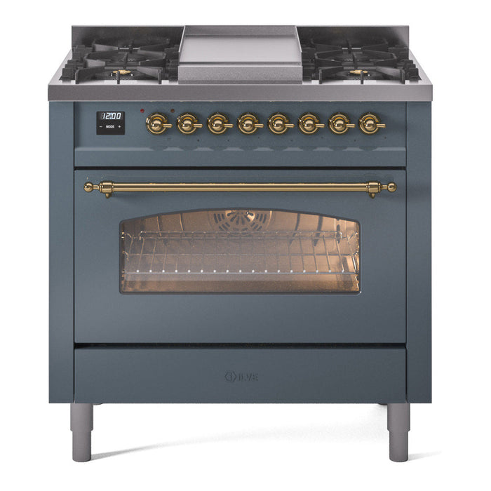 ILVE 36" Nostalgie II Dual Fuel Range with 6 Burners + Fry Top - UP36FNMP