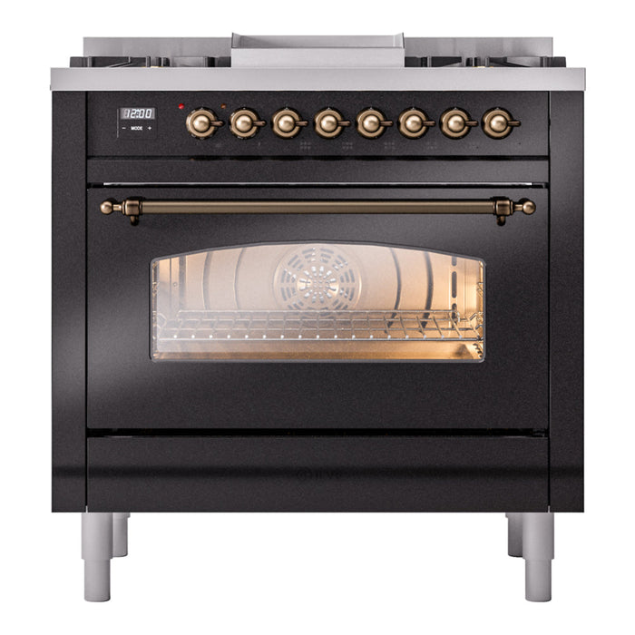 ILVE 36" Nostalgie II Dual Fuel Range with 6 Burners + Fry Top - UP36FNMP