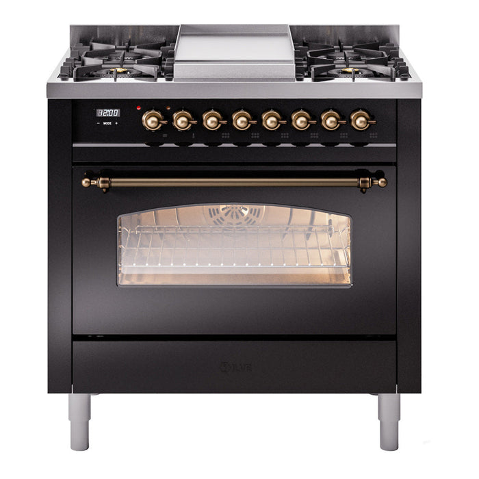 ILVE 36" Nostalgie II Dual Fuel Range with 6 Burners + Fry Top - UP36FNMP