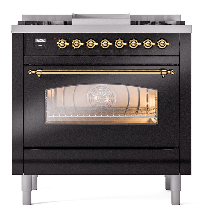 ILVE 36" Nostalgie II Dual Fuel Range with 6 Burners + Fry Top - UP36FNMP