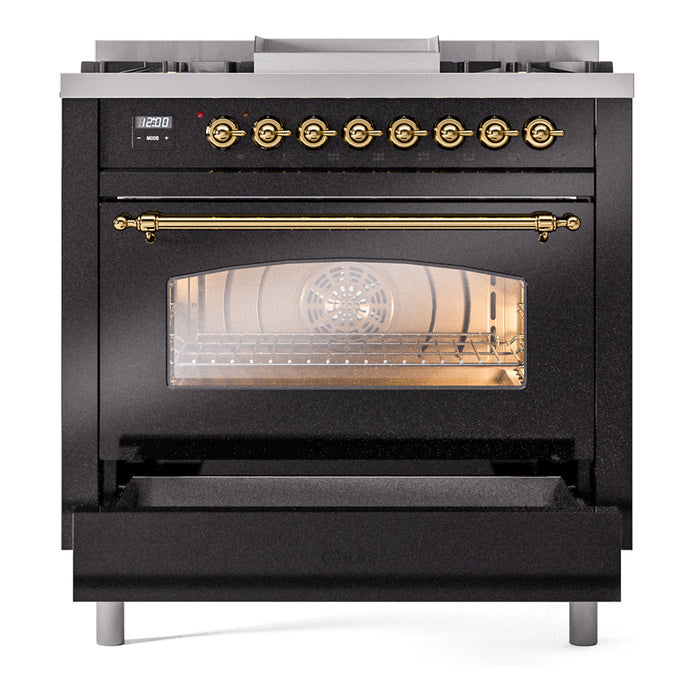 ILVE 36" Nostalgie II Dual Fuel Range with 6 Burners + Fry Top - UP36FNMP