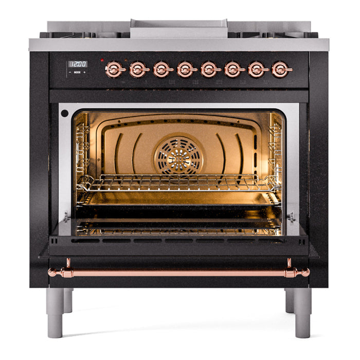 ILVE 36" Nostalgie II Dual Fuel Range with 6 Burners + Fry Top - UP36FNMP