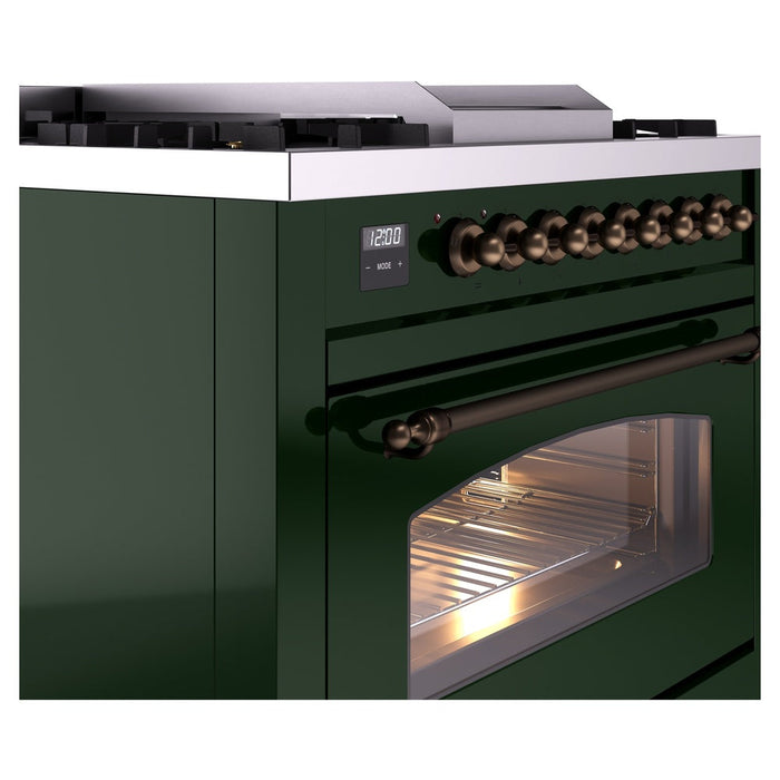 ILVE 36" Nostalgie II Dual Fuel Range with 6 Burners + Fry Top - UP36FNMP