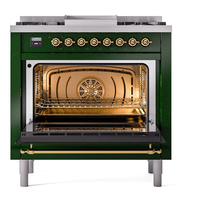 ILVE 36" Nostalgie II Dual Fuel Range with 6 Burners + Fry Top - UP36FNMP