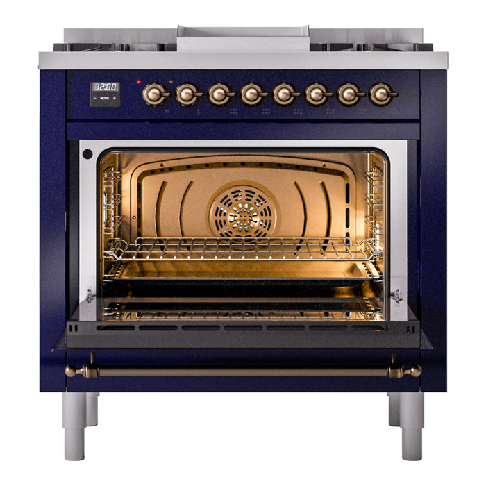 ILVE 36" Nostalgie II Dual Fuel Range with 6 Burners + Fry Top - UP36FNMP