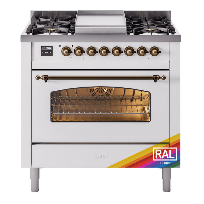 ILVE 36" Nostalgie II Dual Fuel Range with 6 Burners + Fry Top - UP36FNMP