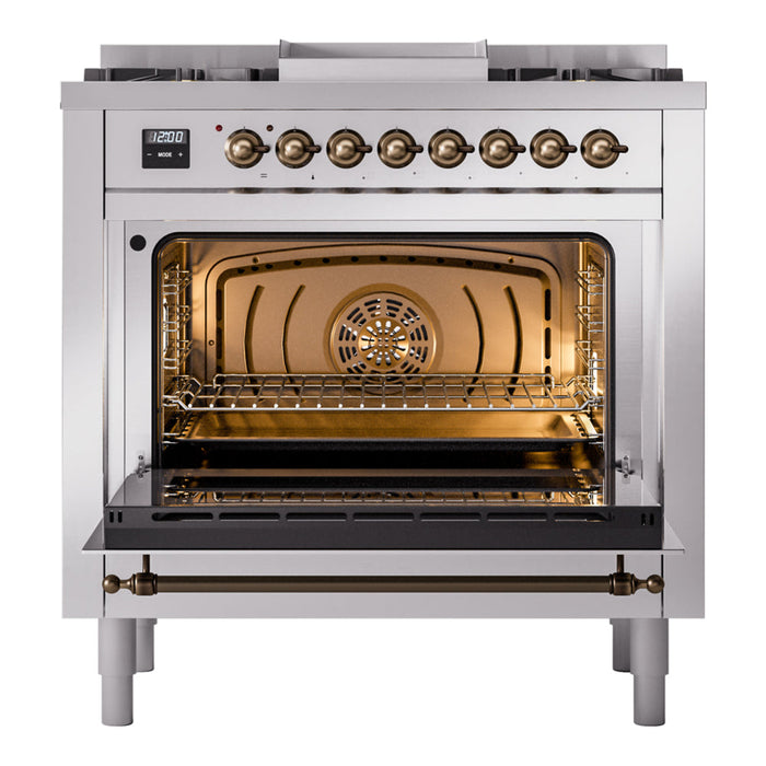 ILVE 36" Nostalgie II Dual Fuel Range with 6 Burners + Fry Top - UP36FNMP