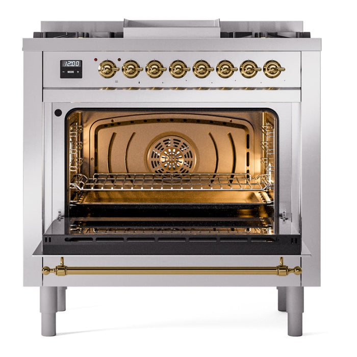 ILVE 36" Nostalgie II Dual Fuel Range with 6 Burners + Fry Top - UP36FNMP