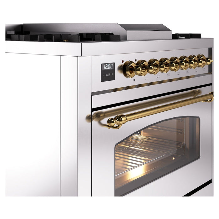 ILVE 36" Nostalgie II Dual Fuel Range with 6 Burners + Fry Top - UP36FNMP