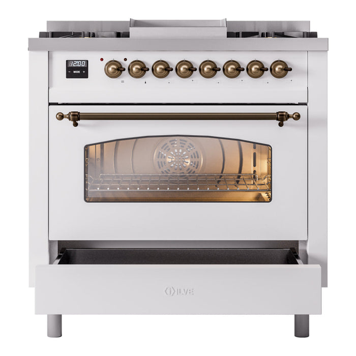 ILVE 36" Nostalgie II Dual Fuel Range with 6 Burners + Fry Top - UP36FNMP