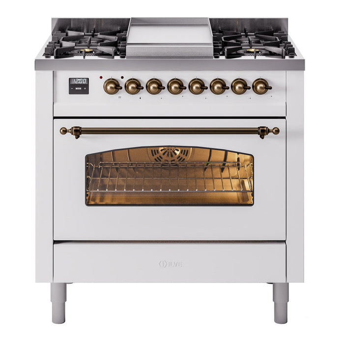 ILVE 36" Nostalgie II Dual Fuel Range with 6 Burners + Fry Top - UP36FNMP