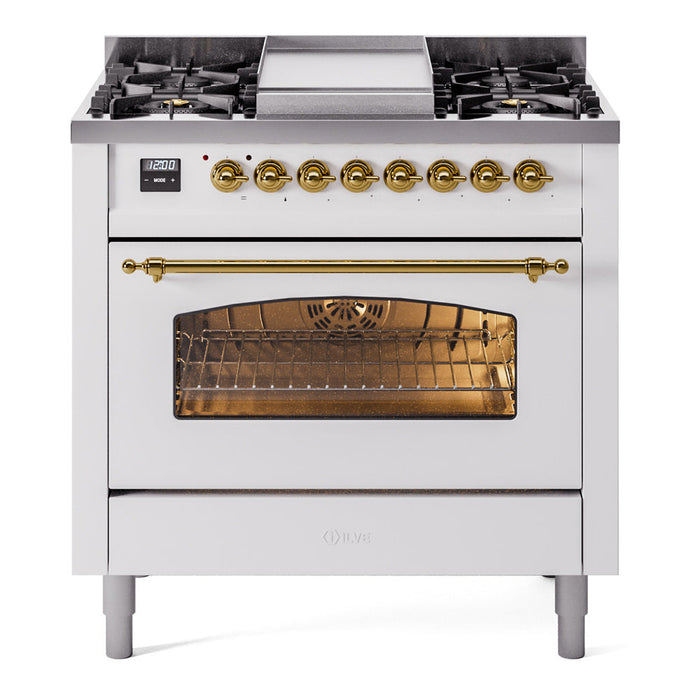 ILVE 36" Nostalgie II Dual Fuel Range with 6 Burners + Fry Top - UP36FNMP