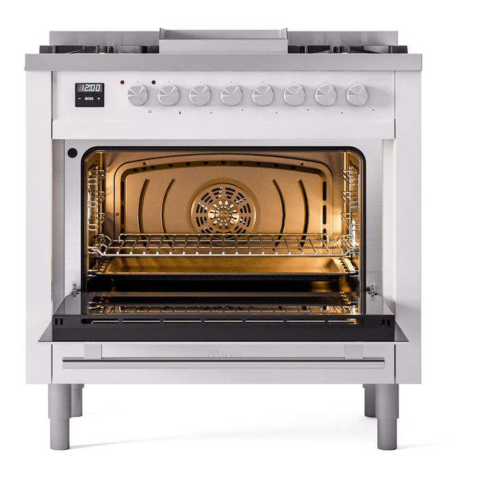 ILVE 36" Professional Plus II Dual Fuel Range with 6 Sealed Burner - UP36FWMP