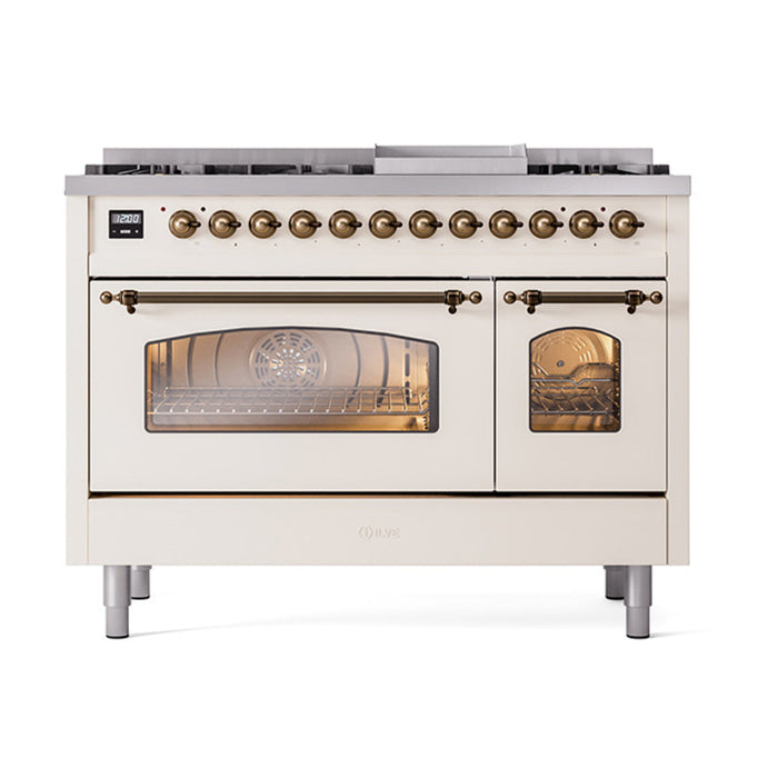 ILVE 48" Nostalgie II Dual Fuel Range with 8 Sealed Burners and Griddle - UP48FNMP