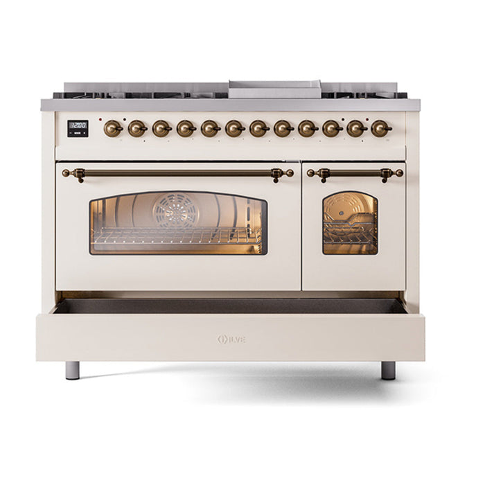 ILVE 48" Nostalgie II Dual Fuel Range with 8 Sealed Burners and Griddle - UP48FNMP