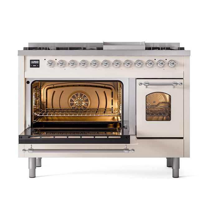 ILVE 48" Nostalgie II Dual Fuel Range with 8 Sealed Burners and Griddle - UP48FNMP