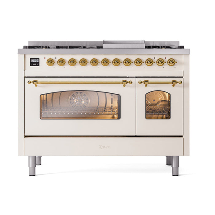 ILVE 48" Nostalgie II Dual Fuel Range with 8 Sealed Burners and Griddle - UP48FNMP