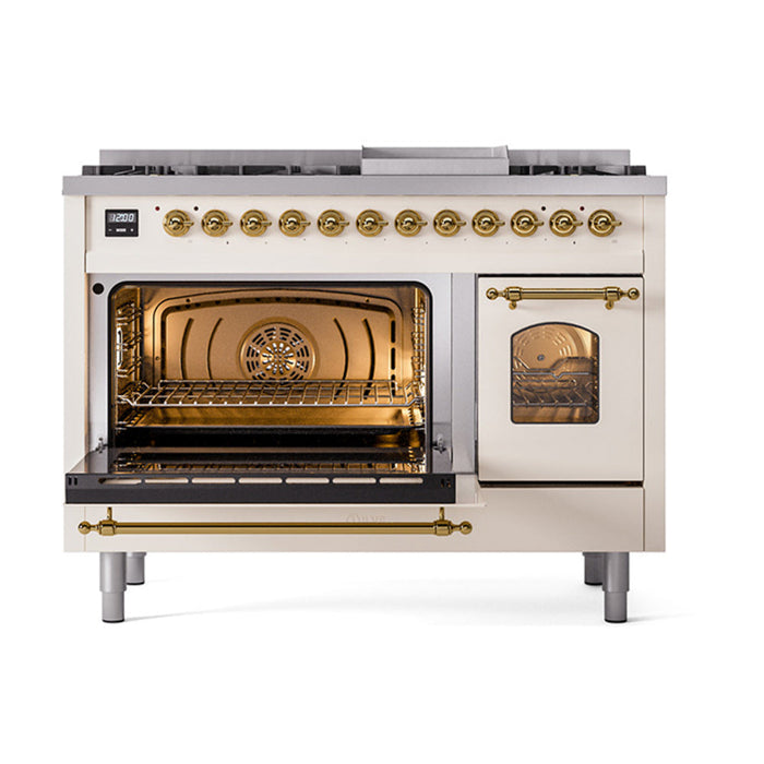 ILVE 48" Nostalgie II Dual Fuel Range with 8 Sealed Burners and Griddle - UP48FNMP