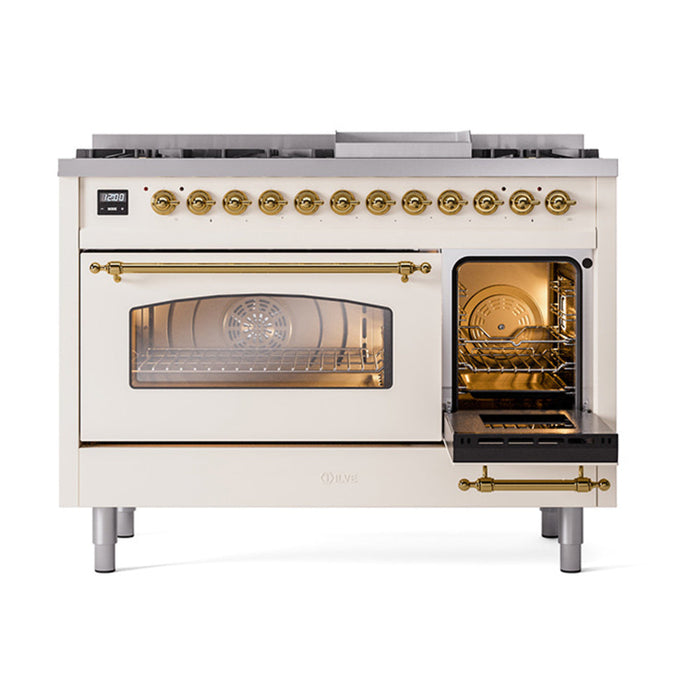 ILVE 48" Nostalgie II Dual Fuel Range with 8 Sealed Burners and Griddle - UP48FNMP