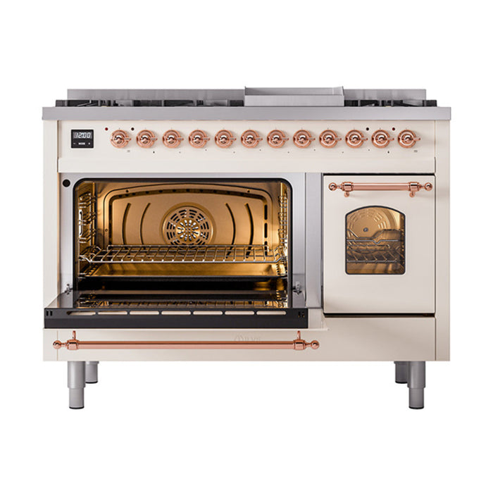 ILVE 48" Nostalgie II Dual Fuel Range with 8 Sealed Burners and Griddle - UP48FNMP