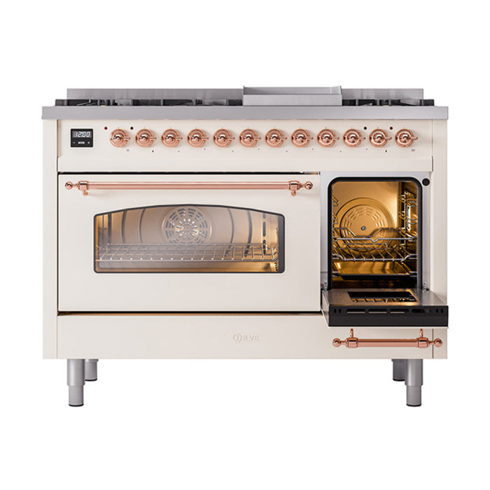 ILVE 48" Nostalgie II Dual Fuel Range with 8 Sealed Burners and Griddle - UP48FNMP