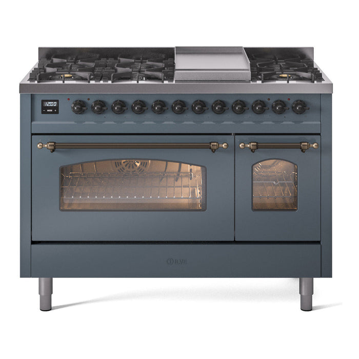 ILVE 48" Nostalgie II Dual Fuel Range with 8 Sealed Burners and Griddle - UP48FNMP