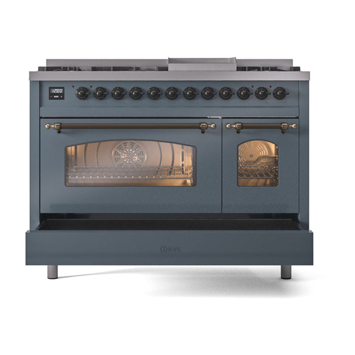 ILVE 48" Nostalgie II Dual Fuel Range with 8 Sealed Burners and Griddle - UP48FNMP