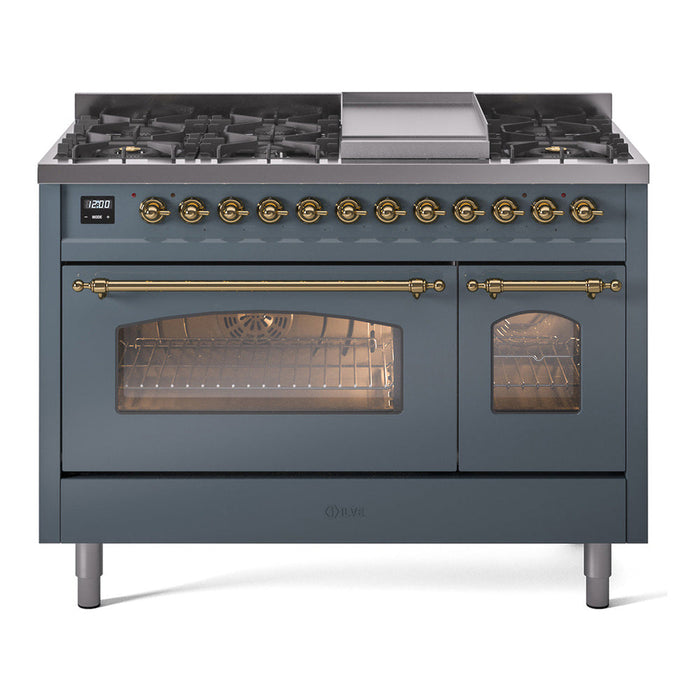 ILVE 48" Nostalgie II Dual Fuel Range with 8 Sealed Burners and Griddle - UP48FNMP