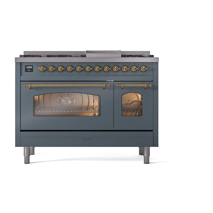 ILVE 48" Nostalgie II Dual Fuel Range with 8 Sealed Burners and Griddle - UP48FNMP