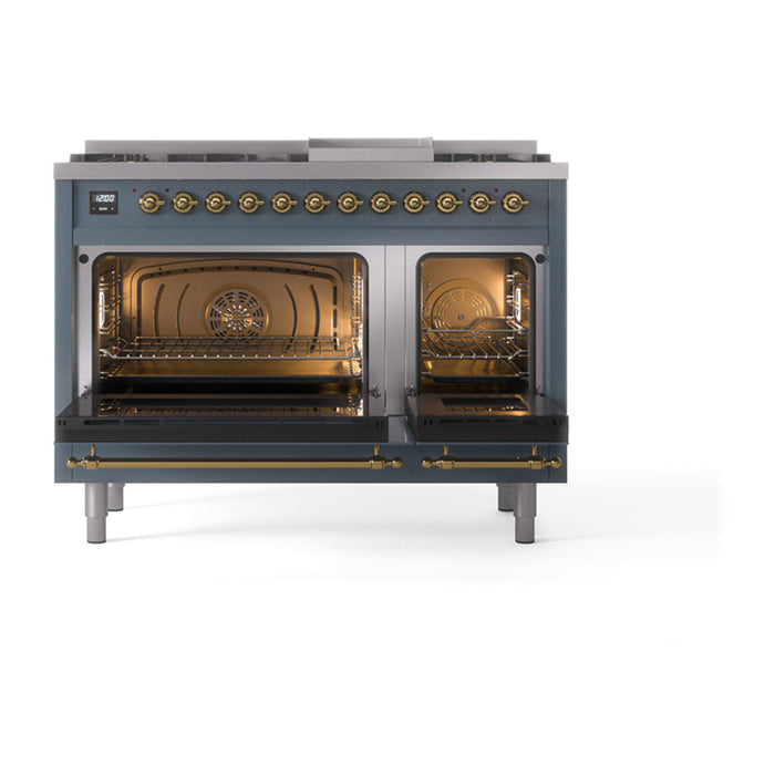 ILVE 48" Nostalgie II Dual Fuel Range with 8 Sealed Burners and Griddle - UP48FNMP