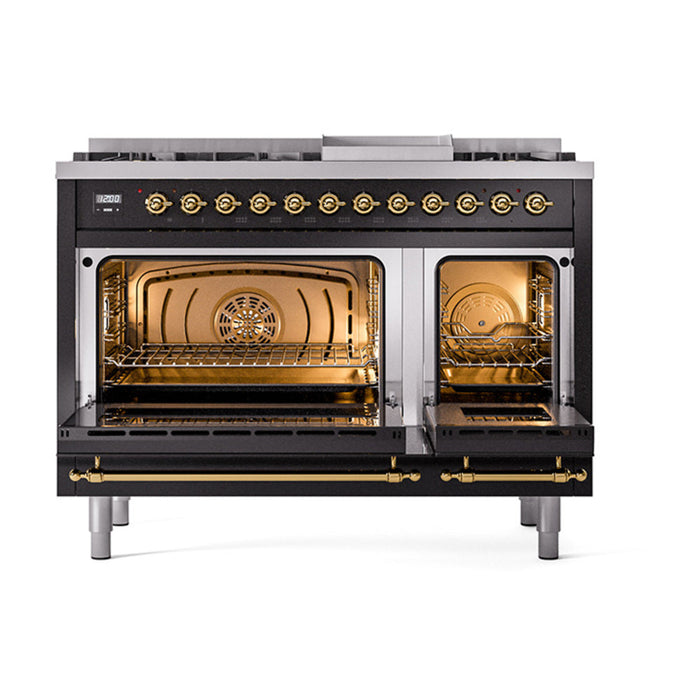 ILVE 48" Nostalgie II Dual Fuel Range with 8 Sealed Burners and Griddle - UP48FNMP