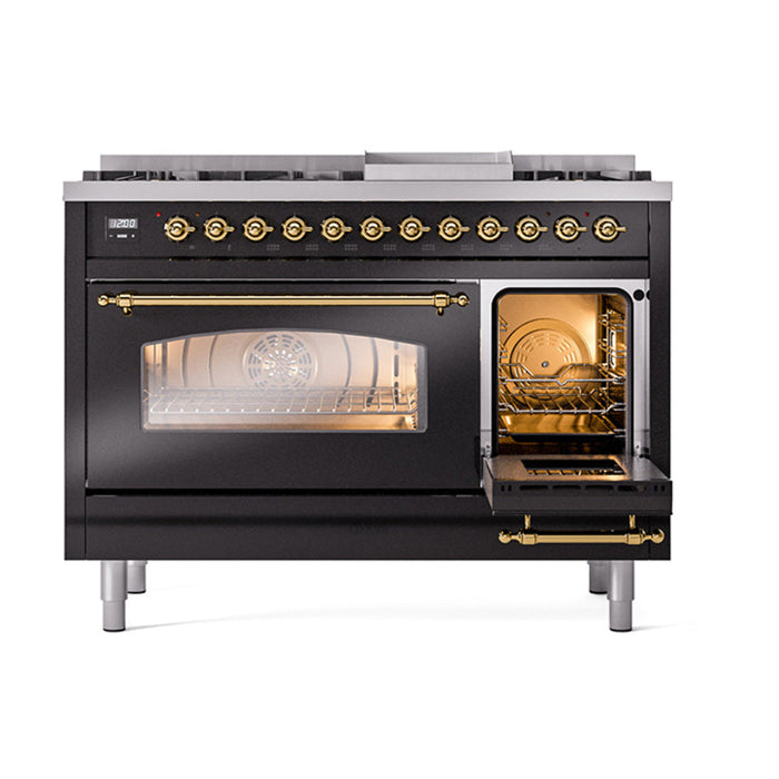 ILVE 48" Nostalgie II Dual Fuel Range with 8 Sealed Burners and Griddle - UP48FNMP