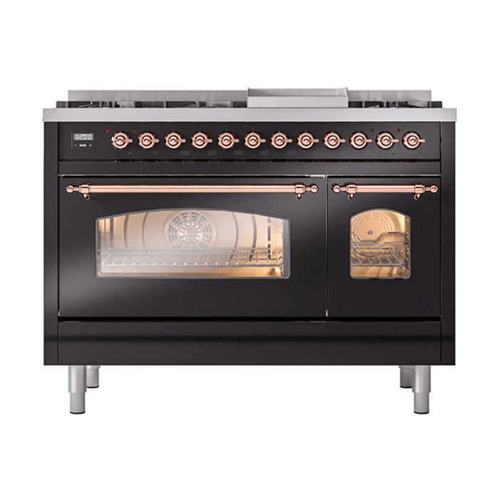 ILVE 48" Nostalgie II Dual Fuel Range with 8 Sealed Burners and Griddle - UP48FNMP