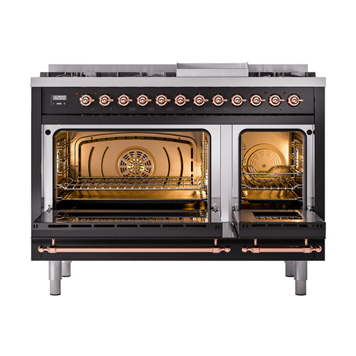 ILVE 48" Nostalgie II Dual Fuel Range with 8 Sealed Burners and Griddle - UP48FNMP