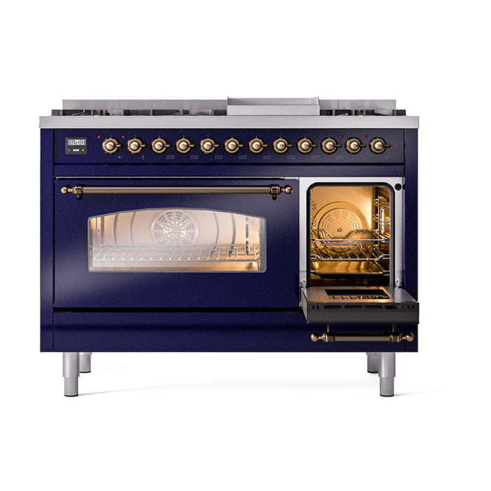 ILVE 48" Nostalgie II Dual Fuel Range with 8 Sealed Burners and Griddle - UP48FNMP