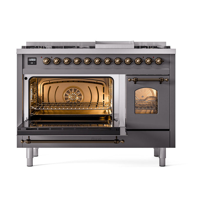 ILVE 48" Nostalgie II Dual Fuel Range with 8 Sealed Burners and Griddle - UP48FNMP