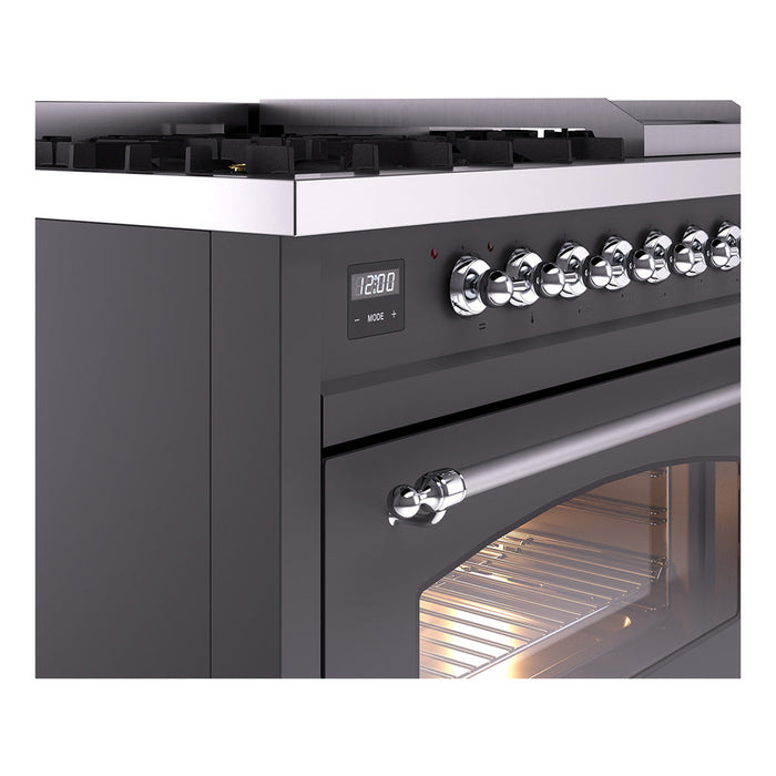 ILVE 48" Nostalgie II Dual Fuel Range with 8 Sealed Burners and Griddle - UP48FNMP