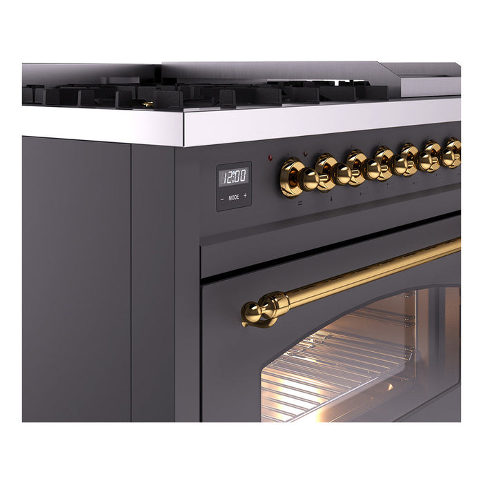 ILVE 48" Nostalgie II Dual Fuel Range with 8 Sealed Burners and Griddle - UP48FNMP