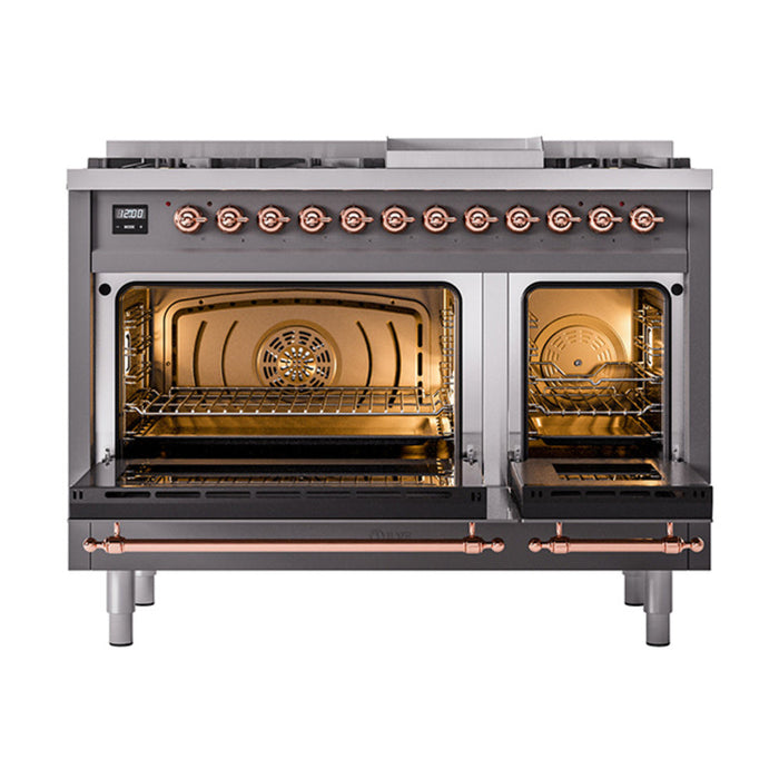 ILVE 48" Nostalgie II Dual Fuel Range with 8 Sealed Burners and Griddle - UP48FNMP