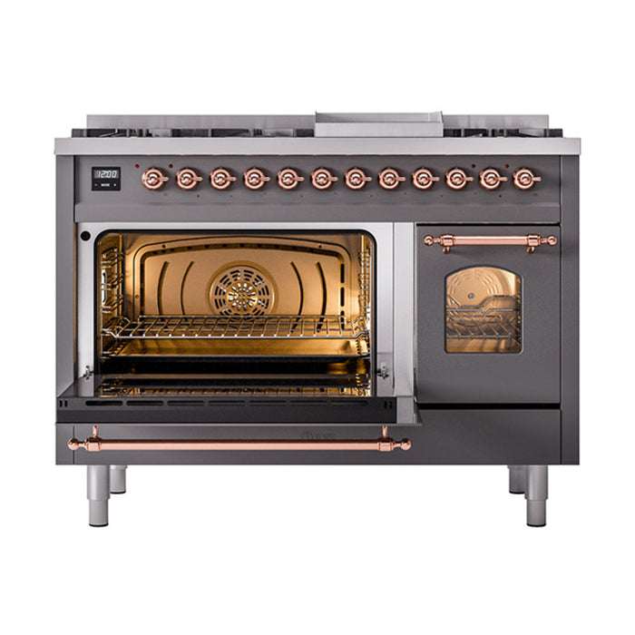 ILVE 48" Nostalgie II Dual Fuel Range with 8 Sealed Burners and Griddle - UP48FNMP