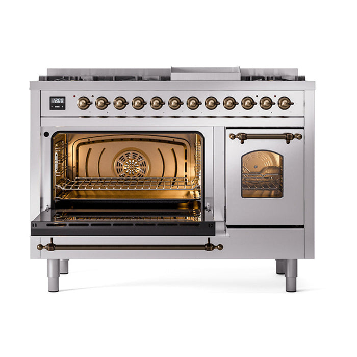 ILVE 48" Nostalgie II Dual Fuel Range with 8 Sealed Burners and Griddle - UP48FNMP