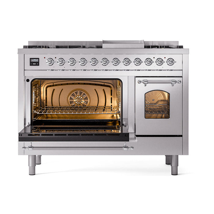 ILVE 48" Nostalgie II Dual Fuel Range with 8 Sealed Burners and Griddle - UP48FNMP