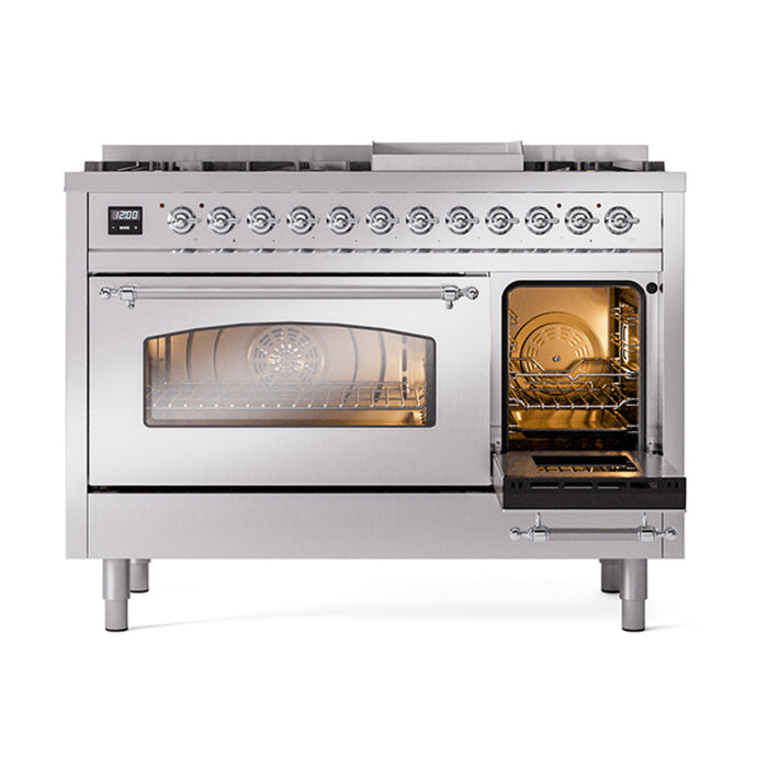 ILVE 48" Nostalgie II Dual Fuel Range with 8 Sealed Burners and Griddle - UP48FNMP