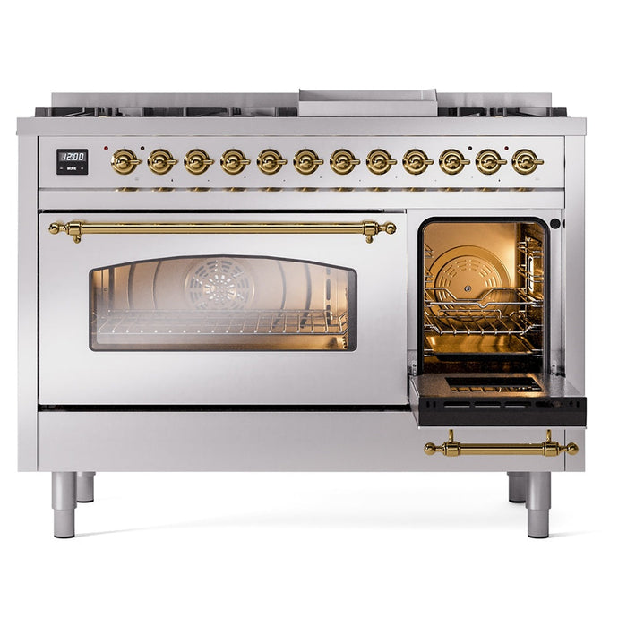 ILVE 48" Nostalgie II Dual Fuel Range with 8 Sealed Burners and Griddle - UP48FNMP