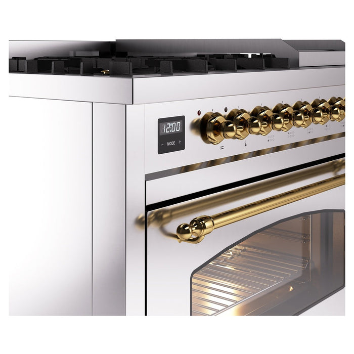 ILVE 48" Nostalgie II Dual Fuel Range with 8 Sealed Burners and Griddle - UP48FNMP